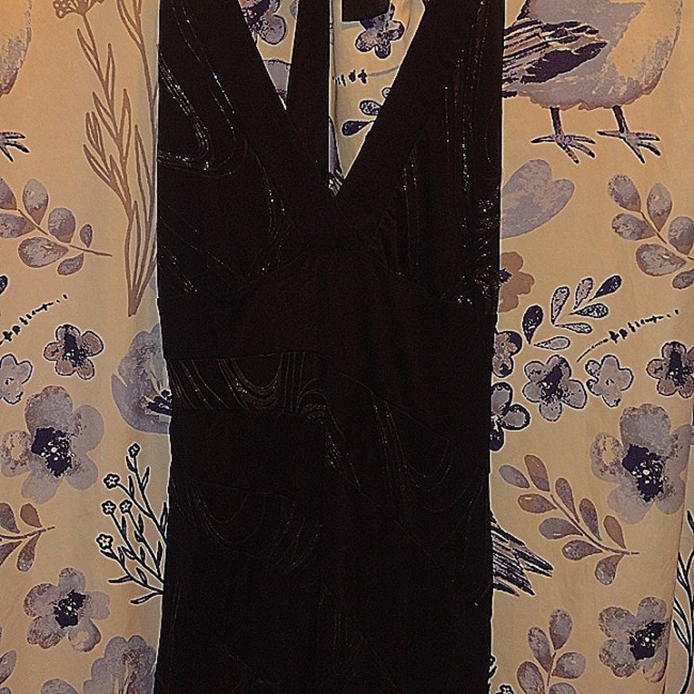 Black, sequinned, La Belle label,cocktail dress, size small,used,no rips/stains